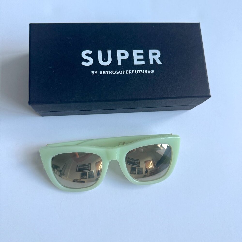 Super by Retrosuperfuture Silver Mirrored & Mint Sunglasses